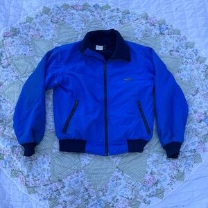 Vintage Eddie Bauer Blue Warm Up Jacket with Fleece Lining Size Small Made in US